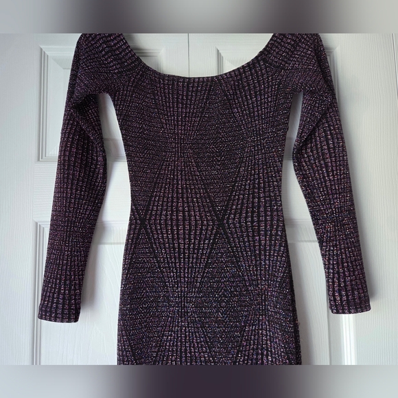 Fashion Nova Glittering Purple Long Sleeve Dress. Like New. - Picture 12 of 15